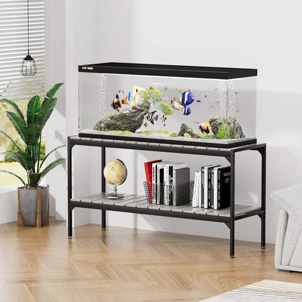 English Elm Flat Iron Two Tier Aquarium Stand with Mesh Back Panel for 40 Gallon Tank Setup W1162P143730
