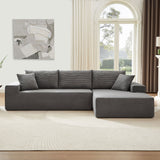 English Elm L Shape Sectional Sofa Corduroy Couches Modular Sectional Living Room Sofa Set Upholstered Sleeper Sofa For Living Room, Bedroom, Salon,.Grey