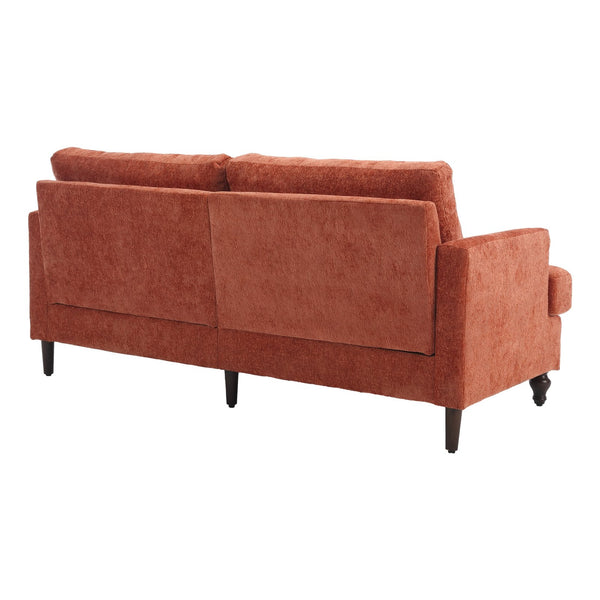 English Elm Mid Century Modern chenille loveseat with solid wood frame, detachable cushions, breathable fabric couch Dark Orange W395P151899