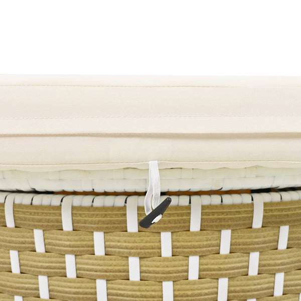 English Elm TOPMAX All-Weather Rattan Round Sectional Daybed with Retractable Canopy, Adjustable Table & Cushions Beige SP100023AAA