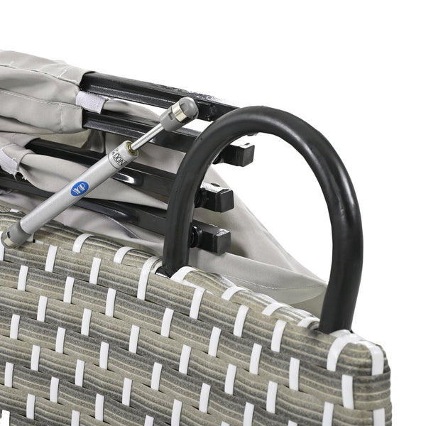 English Elm TOPMAX All-Weather Rattan Round Sectional Daybed with Retractable Canopy, Adjustable Table & Cushions Gray SP100023AAE