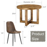 English Elm A Modern and Practical Circular Dining Table. Made Of Mdf Tabletop and Wooden Mdf Table Legs. A Set Of 6 Brown Cushioned Chairs. Ct- B0501A