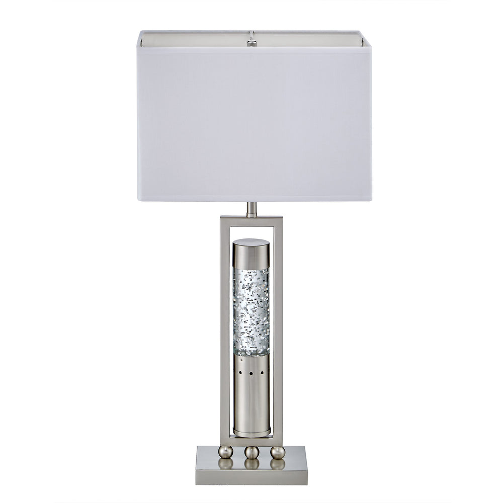 English Elm Modern Sparkling Water-Drop Table Lamp with Satin Finish Stand and Rectangular Shade for Mood Lighting Nickel 23.75 L x 17.75 W x 11.25 H B011P162525