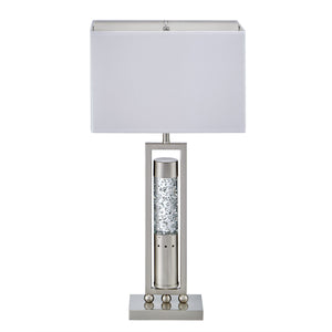 English Elm Modern Sparkling Water-Drop Table Lamp with Satin Finish Stand and Rectangular Shade for Mood Lighting Nickel 23.75 L x 17.75 W x 11.25 H B011P162525