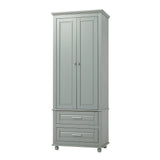 English Elm Tall Storage Cabinet With Two Drawers For Bathroom/Office, Grey