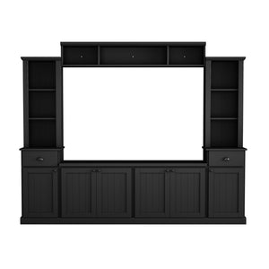 English Elm Minimalist Modular Wall Unit Four Piece Entertainment System Fits Tvs up to 75 Inches Black SD000031AAB