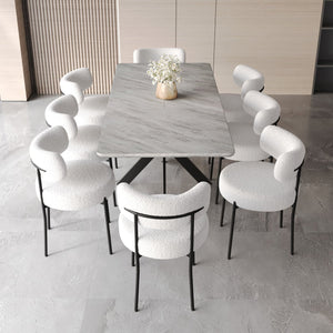 English Elm 62.4" Modern Extendable Dining Table Set For 4-8 With Stylish Metal Legs & Comfortable Chairs W2189S00149