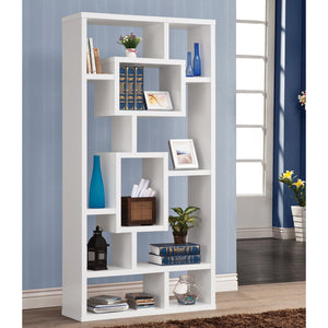 English Elm 10-Shelf Geometric Rectangular Bookcase in White — 10 Open Shelves, Sturdy Craftsmanship & Chic Display</s> B016P162596