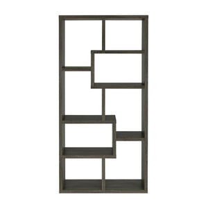 English Elm Rectangular geometric 10-shelf bookcase in Weathered Grey — versatile display, durable engineered wood finish B016P163520