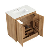 English Elm 30" Bathroom Vanity With Sink Combo, Multi-Functional Bathroom Cabinet With Doors and Drawer, Mdf Board, Natural