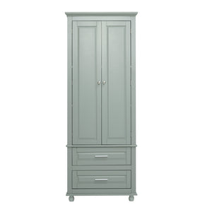 English Elm Tall Slim Storage Cabinet with Adjustable Shelves, 2 Drawers & Doors, Anti-Tip Design for Bathroom Grey WF299284AAE