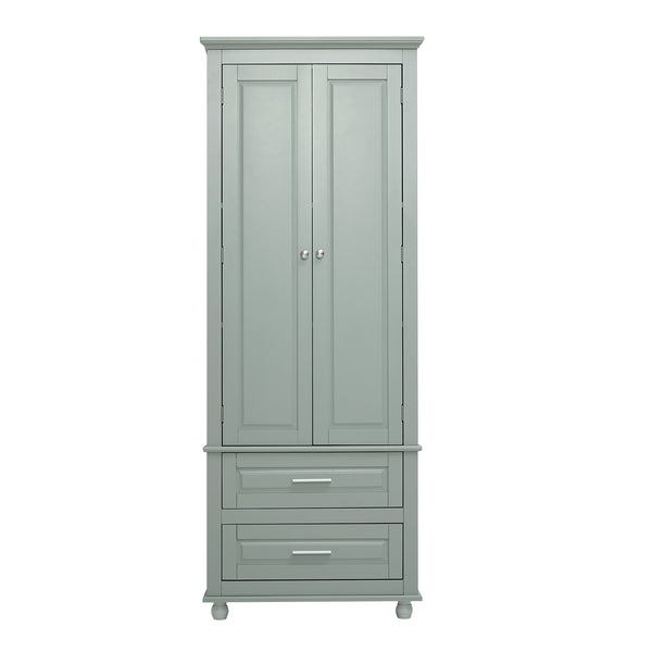 English Elm Tall Slim Storage Cabinet with Adjustable Shelves, 2 Drawers & Doors, Anti-Tip Design for Bathroom Grey WF299284AAE