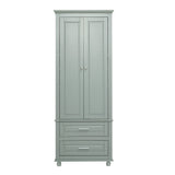 English Elm Tall Storage Cabinet With Two Drawers For Bathroom/Office, Grey