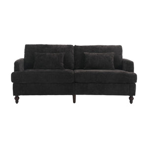 English Elm Mid Century Modern chenille loveseat with solid wood frame, detachable cushions, breathable fabric couch Black W395P151900