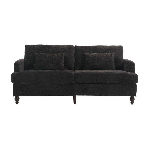 English Elm Mid Century Modern chenille loveseat with solid wood frame, detachable cushions, breathable fabric couch Black W395P151900