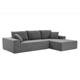 English Elm L Shape Sectional Sofa Corduroy Couches Modular Sectional Living Room Sofa Set Upholstered Sleeper Sofa For Living Room, Bedroom, Salon,.Grey