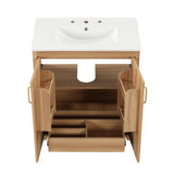 English Elm 30" Bathroom Vanity With Sink Combo, Multi-Functional Bathroom Cabinet With Doors and Drawer, Mdf Board, Natural