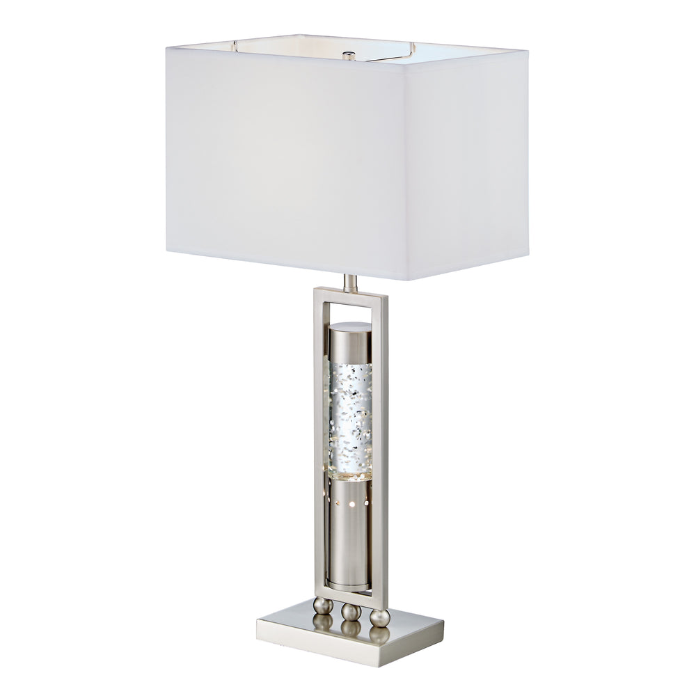 English Elm Modern Sparkling Water-Drop Table Lamp with Satin Finish Stand and Rectangular Shade for Mood Lighting Nickel 23.75 L x 17.75 W x 11.25 H B011P162525