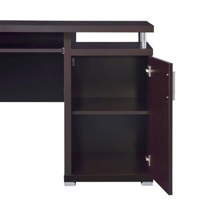 English Elm Computer Desk Cappuccino with 2 Drawers, Cabinet & Keyboard Tray — Adjustable Shelf, File Storage (98) B016P162591