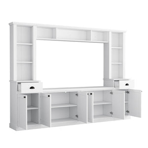 English Elm Minimalist Modular Wall Unit Four Piece Entertainment System Fits Tvs up to 75 Inches White SD000031AAK