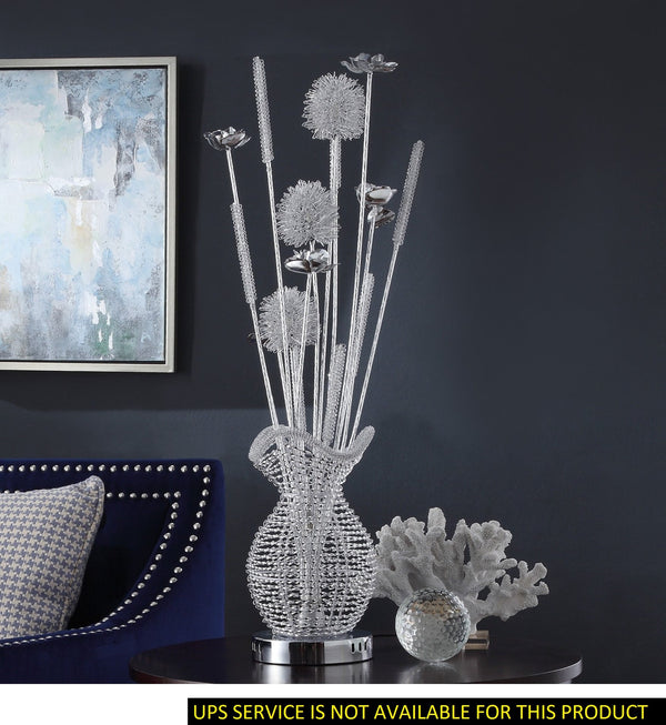 English Elm Ultra-Modern Bellflower Table Lamp with Filament Flower Shades, Silver Metal Base, Decorative LED Accent Light Chrome 36.25 L x 8.5 W x 8.75 H B011P162518