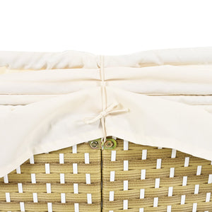 English Elm TOPMAX All-Weather Rattan Round Sectional Daybed with Retractable Canopy, Adjustable Table & Cushions Beige SP100023AAA