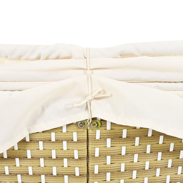 English Elm TOPMAX All-Weather Rattan Round Sectional Daybed with Retractable Canopy, Adjustable Table & Cushions Beige SP100023AAA