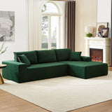 English Elm Sectional Sofa Set Separate L Shaped Corduroy Couch Cover For Both Left/Right Couch (Seat and Back: 1 Chaise + 2 Sofa Seater) ,Dark Green.