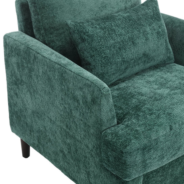 English Elm Wood Frame Armchair Tufted Chenille Lounge Chair with Ergonomic Back & Solid Wood Frame, Cozy Seat Emerald W395P151904