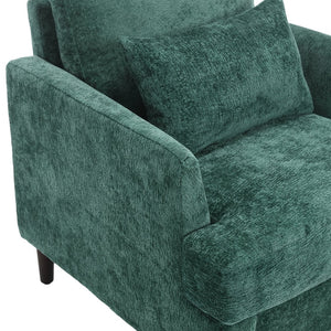 English Elm Wood Frame Armchair Ergonomic Tufted Chenille Lounge Chair with Studded Trim and Solid Wood Frame Emerald W395P151904
