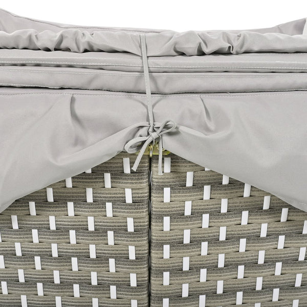 English Elm TOPMAX All-Weather Rattan Round Sectional Daybed with Retractable Canopy, Adjustable Table & Cushions Gray SP100023AAE