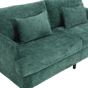 English Elm Mid Century Modern chenille loveseat with solid wood frame, detachable cushions, breathable fabric couch Emerald W395P151896