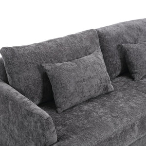 English Elm Mid Century Modern chenille loveseat with solid wood frame, detachable cushions, breathable fabric couch Gray W395P151898