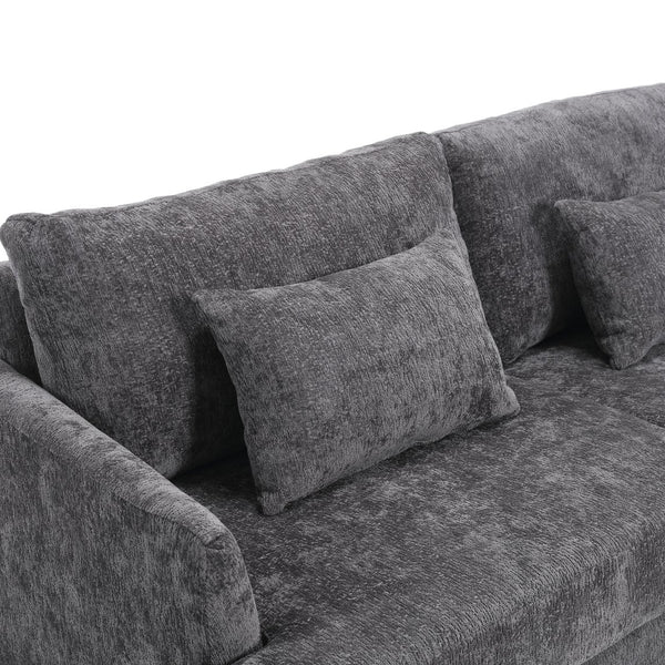 English Elm Mid Century Modern chenille loveseat with solid wood frame, detachable cushions, breathable fabric couch Gray W395P151898
