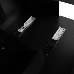 English Elm 36" Modern Black Bathroom Vanity with Ceramic Sink, Solid Wood & MDF, 2 Doors 2 Drawers Shelf WF319758AAB