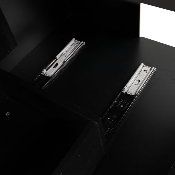 English Elm 36" Modern Black Bathroom Vanity with Ceramic Sink, Solid Wood & MDF, 2 Doors 2 Drawers Shelf WF319758AAB