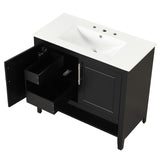 English Elm 36" Bathroom Vanity With Sink, Multi-Functional Bathroom Cabinet With Doors and Drawers, Mdf Frame and Mdf Board, Black