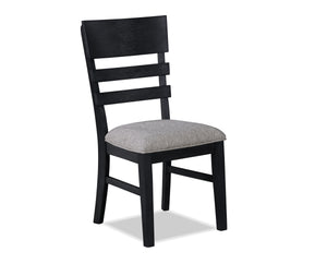 English Elm 2pc Modern Ladder Back Dining Chairs Set with Gray Fabric Seats, Wooden Frame, Easy Assembly, Stylish Transitional Design Black 42 L x 21.5 W x 19 H B011P162543