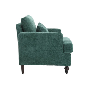 English Elm Wood Frame Armchair Tufted Chenille Lounge Chair with Ergonomic Back & Solid Wood Frame, Cozy Seat Emerald W395P151904