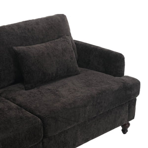 English Elm Mid Century Modern chenille loveseat with solid wood frame, detachable cushions, breathable fabric couch Black W395P151900