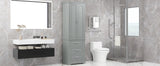 English Elm Tall Storage Cabinet With Three Drawers For Bathroom/Office, Grey