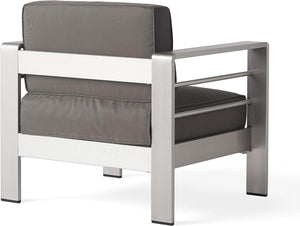 English Elm Christopher Knight Home® - CAPE Coral MP2 Club Chair Grey+Silver — Weatherproof Aluminum Frame, 6" Foam Cushions, 400lb Capacity N775P361604S