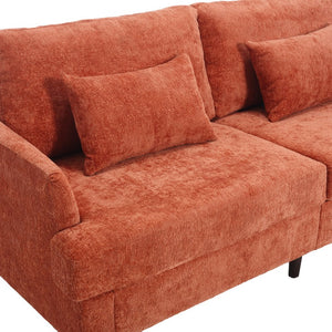 English Elm Mid Century Modern chenille loveseat with solid wood frame, detachable cushions, breathable fabric couch Dark Orange W395P151899