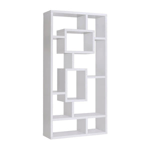 English Elm 10-Shelf Geometric Rectangular Bookcase in White — 10 Open Shelves, Sturdy Craftsmanship & Chic Display</s> B016P162596