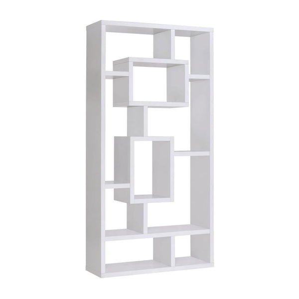 English Elm 10-Shelf Geometric Rectangular Bookcase in White — 10 Open Shelves, Sturdy Craftsmanship & Chic Display</s> B016P162596