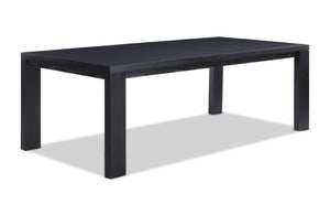 English Elm 1pc Extendable Dining Table 41" x 72"-90" with 18" Leaf, Contemporary Transitional Black Finish, Solid Wood B011P162526