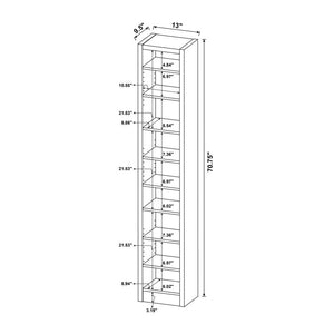 English Elm Rectangular 8-Shelf Bookcase with 2 Fixed Shelves, Cappuccino Finish — Tall Media Display Rack for Books, Games, Photos and Decor Organizing Spaciously B016P162607