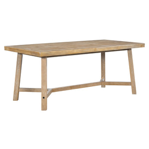 English Elm Trexm Six Seat Farmhouse Dining Set Oak Veneer Table Rattan Chairs Bench Included ST000119AAD