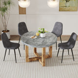 English Elm A Modern and Practical Circular Dining Table. Made Of Mdf Tabletop and Wooden Mdf Table Legs. A Set Of 4 Cushioned Chairs. Ct-403 B0501A