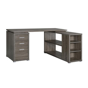 English Elm L-Shape Executive Workstation Desk With File Drawer, Open Shelves, Weathered Gray Finish, Durable Surface B016P163558